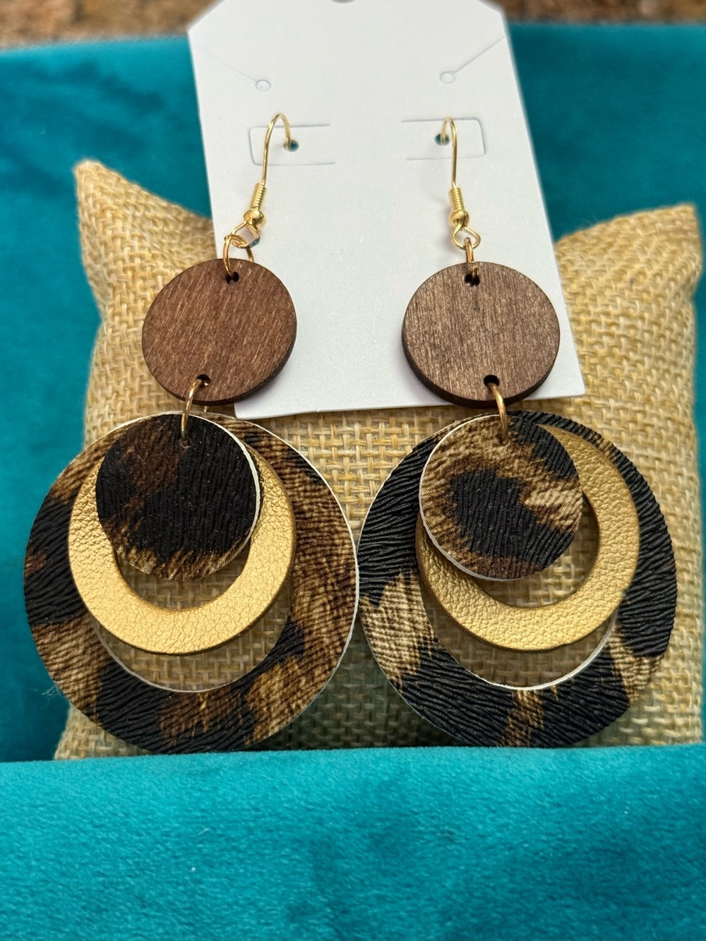 Statement Leopard Print & Gold Drop Earrings - Women Jewelry
